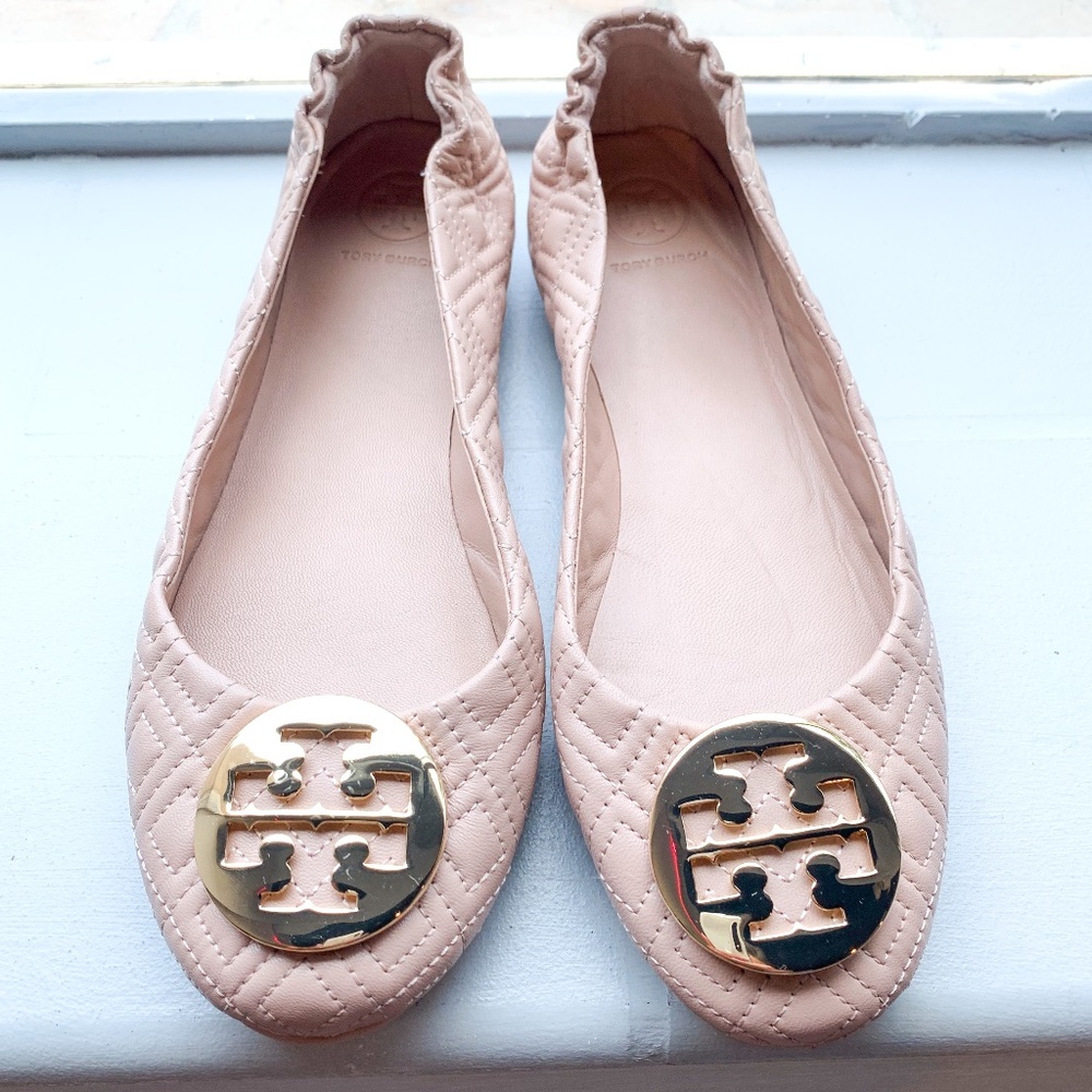 Tory Burch Minnie Quilted Leather Ballet Flats - size 8